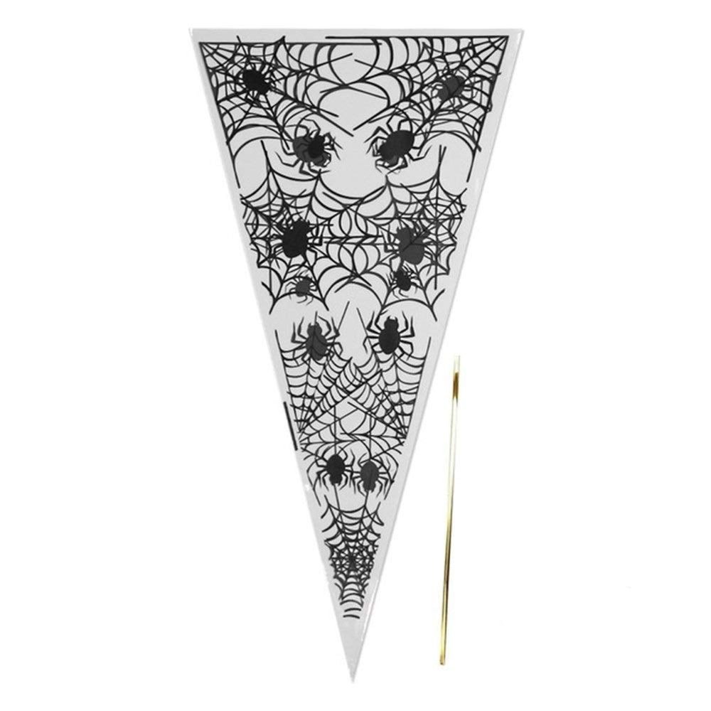 DUO ER 50pcs Halloween Cone Bags Pumpkin Bat Spider Triangle-Shape Candy Bags Favors Package Treat or Trick Candy Pocket (Color : Spider)