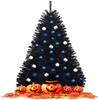 Goplus 7.5ft Unlit Black Christmas Tree, Artificial Halloween Tree with 1258 Branch Tips, Metal Stand, Xmas Full Tree for Indoor Holiday Carnival Party view 2