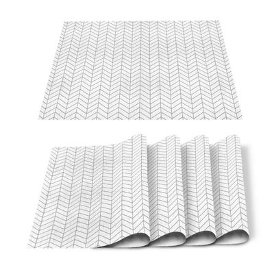 Big buy store Placemats Set of 6 White and Yellow Stripe Heat-Resistant Washable Place Mats Non Slip Table Matsfor Dinner Table Kitchen Outdoor Weeding Natural Herringbone