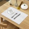 Big buy store Placemats Set of 6 White and Yellow Stripe Heat-Resistant Washable Place Mats Non Slip Table Matsfor Dinner Table Kitchen Outdoor Weeding Natural Herringbone view 4