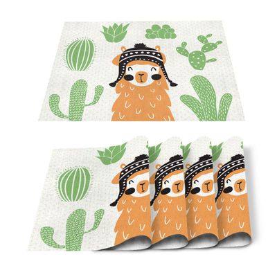 Big buy store Placemats Set of 6 Desert Plant Cactus Pattern with Camel Funny Heat-Resistant Washable Place Mats Non Slip Table Matsfor Dinner Table Kitchen Outdoor Weeding