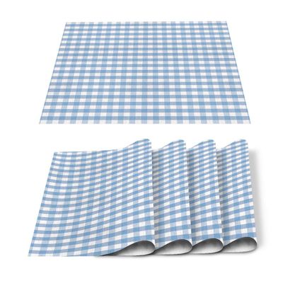 Big buy store Placemats Set of 6 Plaid Heat-Resistant Washable Place Mats Non Slip Table Matsfor Dinner Table Kitchen Outdoor Weeding Buffalo Style Checks Pattern White Blue