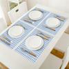 Big buy store Placemats Set of 6 Plaid Heat-Resistant Washable Place Mats Non Slip Table Matsfor Dinner Table Kitchen Outdoor Weeding Buffalo Style Checks Pattern White Blue view 3