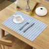 Big buy store Placemats Set of 6 Plaid Heat-Resistant Washable Place Mats Non Slip Table Matsfor Dinner Table Kitchen Outdoor Weeding Buffalo Style Checks Pattern White Blue view 4