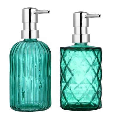 2pcs Transparent Glass Pump Bottles for Shampoo Lotion Body Wash Press Dispenser for Home to Refill Compact Design