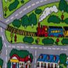 champion rugs Kids Area Rug City Roads Map Train Tracks Cars Play Mat Fun Non-Slip Gel Back Blue Gray Bright Colorful Colors (8 Feet X 8 Feet Round) view 3