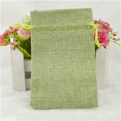DUO ER 1pc Linen Jute Drawstring Pouch Cotton Mix Color Packages for Packaging Gift Wedding Party Christmas Candy Bags (5 Size) (Color : Light Green, Gift Bag Size : 13x18 cm)