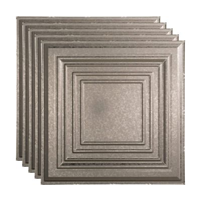 FASDE Traditional Style/Pattern 3 Decorative Vinyl 2ft x 2ft Lay in Ceiling Panel in Galvanized Steel (5 Pack)