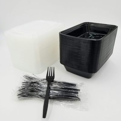 38 oz 9x6x3 Microwavable Container Combo + individually wrapped Fork Set (100)