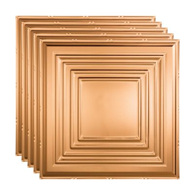 FASDE Traditional Style/Pattern 3 Decorative Vinyl 2ft x 2ft Lay in Ceiling Panel in Polished Copper (5 Pack)