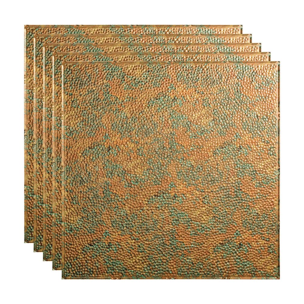FASDE Border Fill Decorative Vinyl 2ft x 2ft Lay in Ceiling Panel in Copper Fantasy (5 Pack)