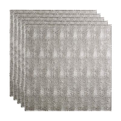FASDE Border Fill Decorative Vinyl 2ft x 2ft Lay in Ceiling Panel in Crosshatch Silver (5 Pack)