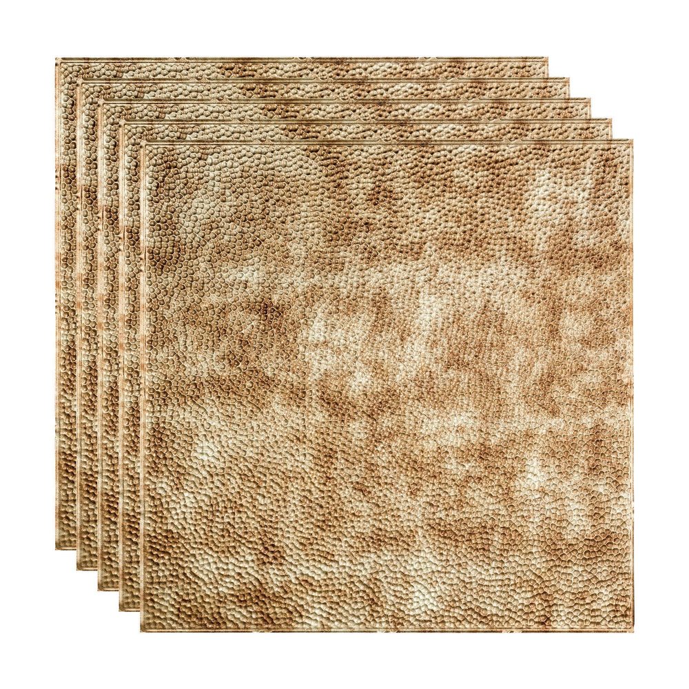 FASDE Border Fill Decorative Vinyl 2ft x 2ft Lay in Ceiling Panel in Bermuda Bronze (5 Pack)