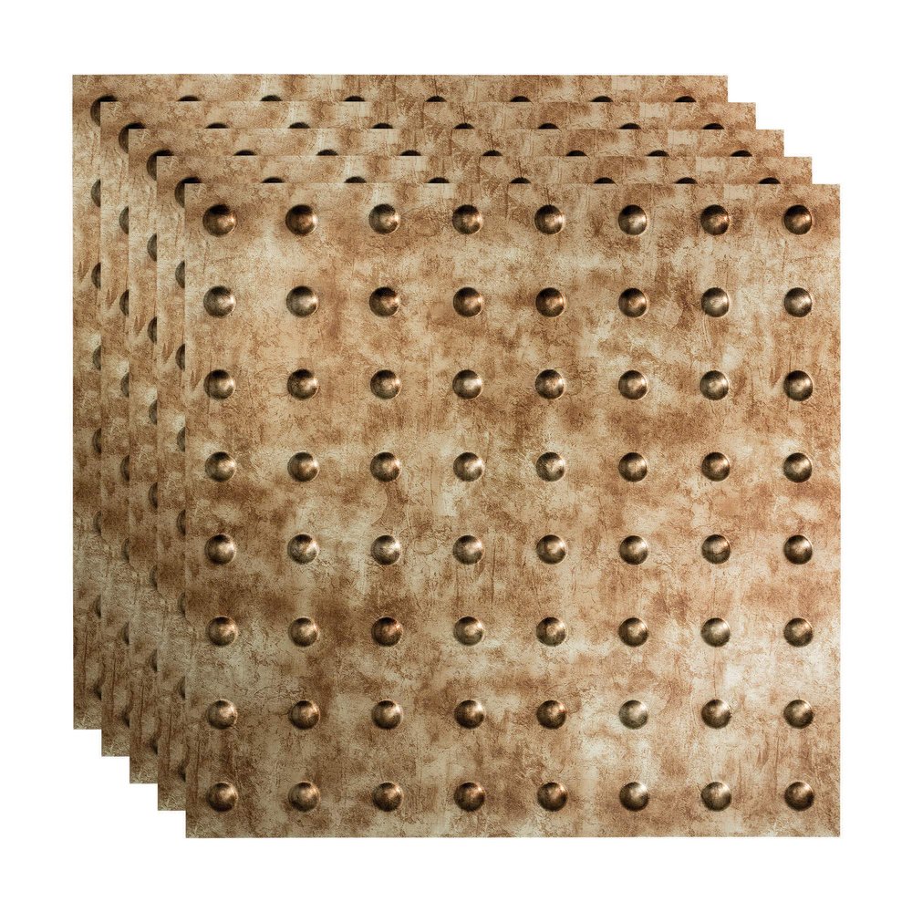 FASDE Dome Decorative Vinyl 2ft x 2ft Lay in Ceiling Panel in Bermuda Bronze (5 Pack)