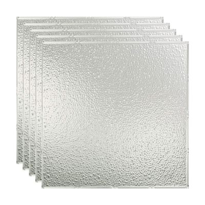 FASDE Border Fill Decorative Vinyl 2ft x 2ft Lay in Ceiling Panel in Brushed Aluminum (5 Pack)