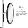 Proman Products Milano Silver Metal Freestanding Coat Rack, Coat Tree with 6 Walnut Color Hooks Included a 7" Mirror for Living Room, Bedroom, Entryway, Office, mudroom view 2