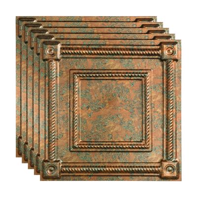 FASDE Coffer Decorative Vinyl 2ft x 2ft Lay in Ceiling Panel in Copper Fantasy (5 Pack)