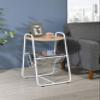 Proman Products Coto Small Magazine Side Round Table, White End Table with V-Shape Magazine Holder for Small Spaces, Living Room & Bedroom Nightstand, 16" W x 15D x 26" H view 2