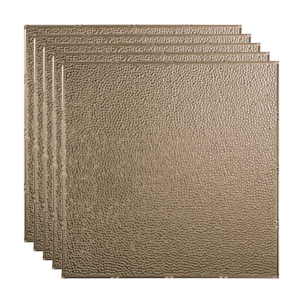 FASDE Border Fill Decorative Vinyl 2ft x 2ft Lay in Ceiling Panel in Brushed Nickel (5 Pack)