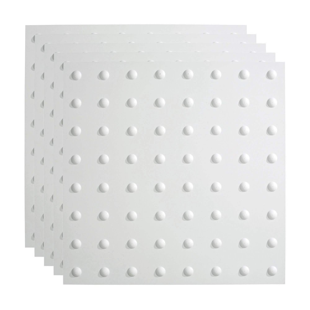 FASDE Dome Decorative Vinyl 2ft x 2ft Lay in Ceiling Panel in Gloss White (5 Pack)