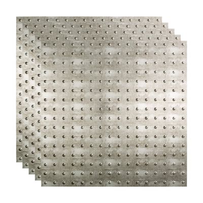FASDE Minidome Decorative Vinyl 2ft x 2ft Lay in Ceiling Panel in Crosshatch Silver (5 Pack)