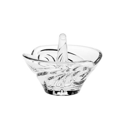 Barski Glass Ring Holder - Designed Crystal - Swirl Design - 3.25" Diameter - Made in Europe
