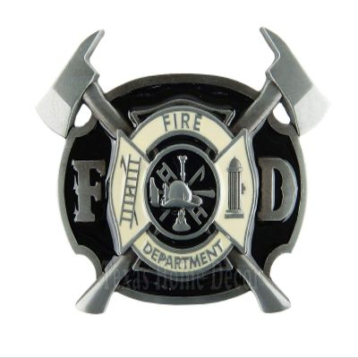 Decor for The Soul Fireman Men's Antique Silver Tone Fits 1.5" Belt Black White Enamel