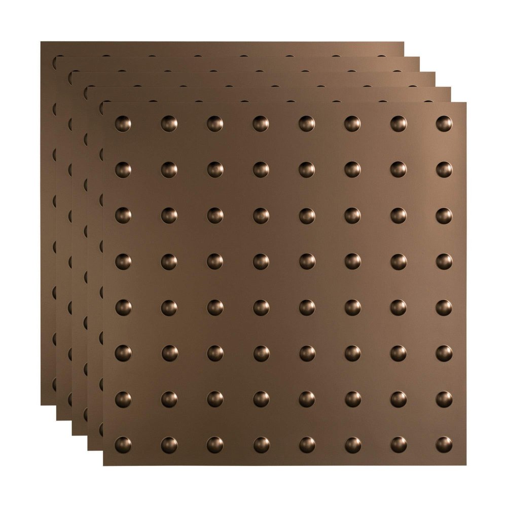 FASDE Dome Decorative Vinyl 2ft x 2ft Lay in Ceiling Panel in Argent Bronze (5 Pack)
