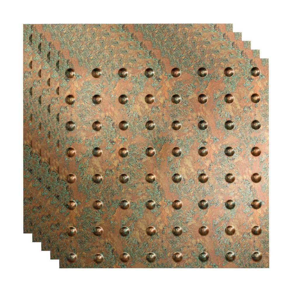 FASDE Dome Decorative Vinyl 2ft x 2ft Lay in Ceiling Panel in Copper Fantasy (5 Pack)