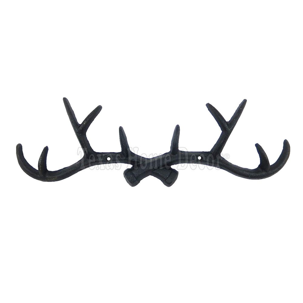 Decor for The Soul Metal Antler Key Hook Cast Iron Towel Hat Coat Rack Hanger Wall Mounted Black