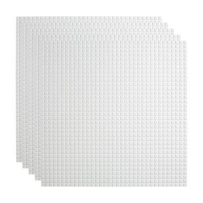 FASDE Square Decorative Vinyl 2ft x 2ft Lay in Ceiling Panel in Matte White (5 Pack)