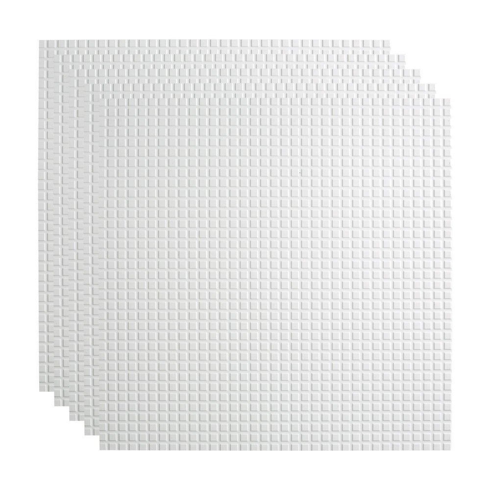 FASDE Square Decorative Vinyl 2ft x 2ft Lay in Ceiling Panel in Matte White (5 Pack)