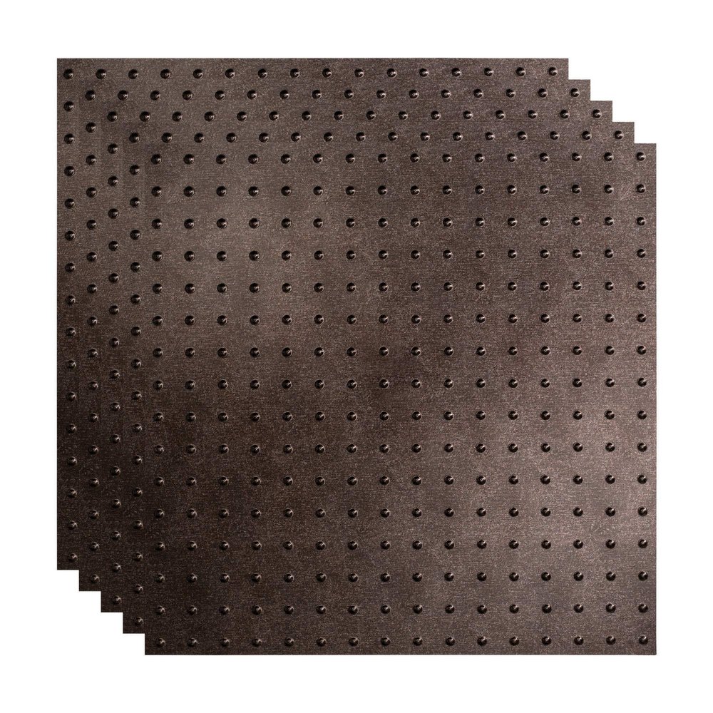 FASDE Minidome Decorative Vinyl 2ft x 2ft Lay in Ceiling Panel in Smoked Pewter (5 Pack)
