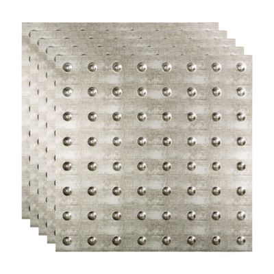 FASDE Dome Decorative Vinyl 2ft x 2ft Lay in Ceiling Panel in Crosshatch Silver (5 Pack)