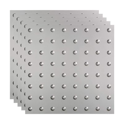 FASDE Dome Decorative Vinyl 2ft x 2ft Lay in Ceiling Panel in Argent Silver (5 Pack)