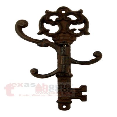 Decor for The Soul Swivel Hook Skeleton Key Shape Rustic Cast Iron Coat Hat Purse Towel Hanger