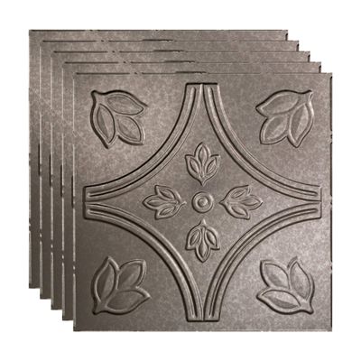 FASDE Traditional Style/Pattern 5 Decorative Vinyl 2ft x 2ft Lay in Ceiling Panel in Galvanized Steel (5 Pack)