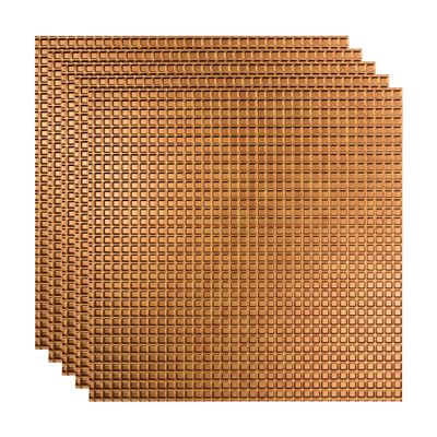FASDE Square Decorative Vinyl 2ft x 2ft Lay in Ceiling Panel in Antique Bronze (5 Pack)