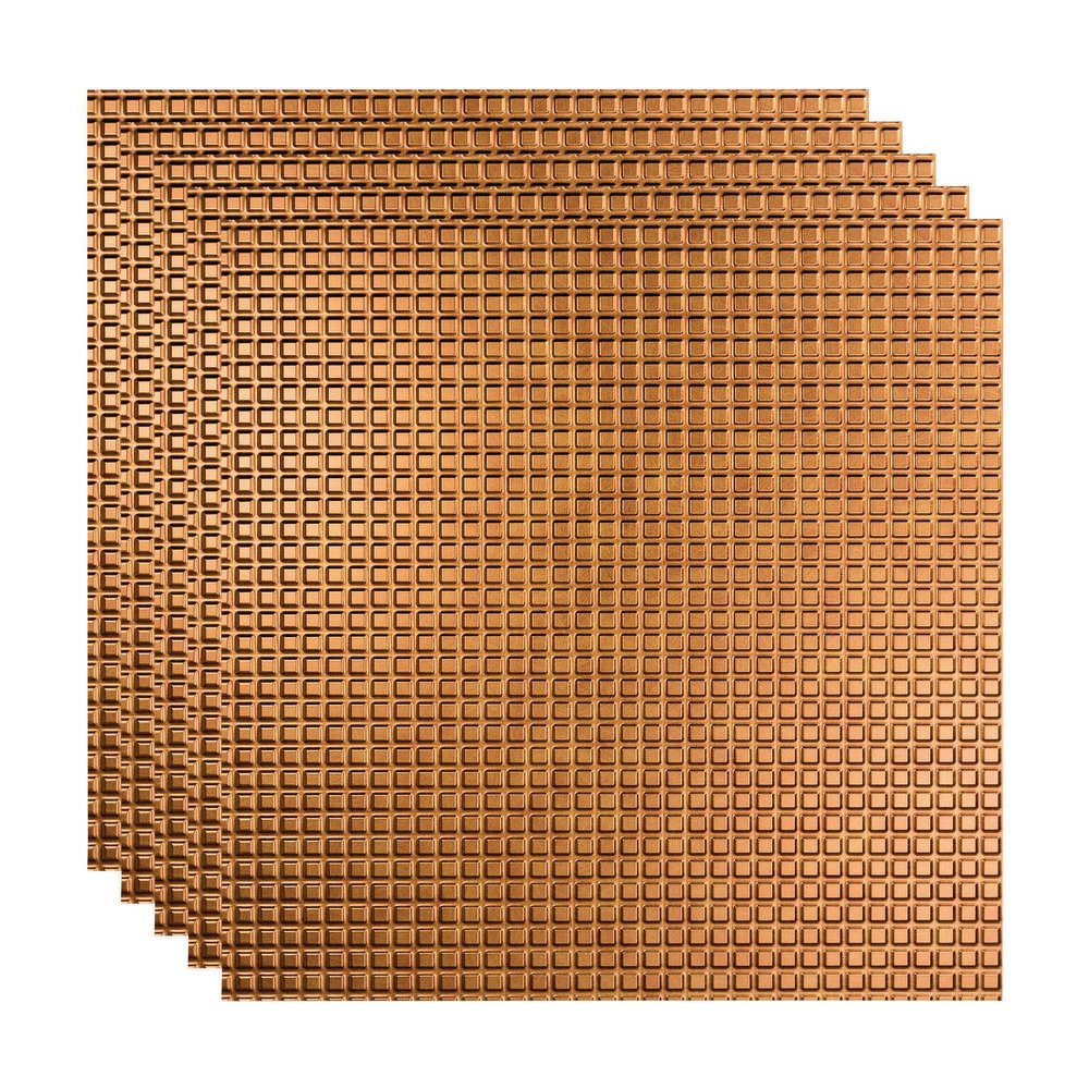 FASDE Square Decorative Vinyl 2ft x 2ft Lay in Ceiling Panel in Antique Bronze (5 Pack)
