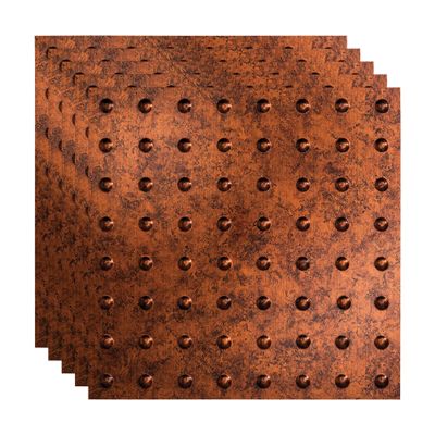 FASDE Dome Decorative Vinyl 2ft x 2ft Lay in Ceiling Panel in Moonstone Copper (5 Pack)