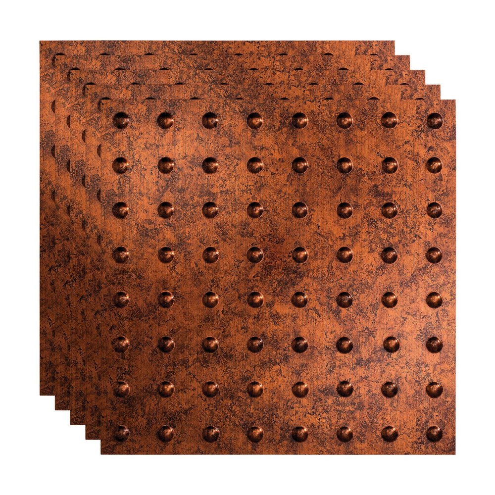 FASDE Dome Decorative Vinyl 2ft x 2ft Lay in Ceiling Panel in Moonstone Copper (5 Pack)