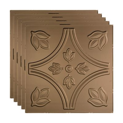 FASDE Traditional Style/Pattern 5 Decorative Vinyl 2ft x 2ft Lay in Ceiling Panel in Argent Bronze (5 Pack)