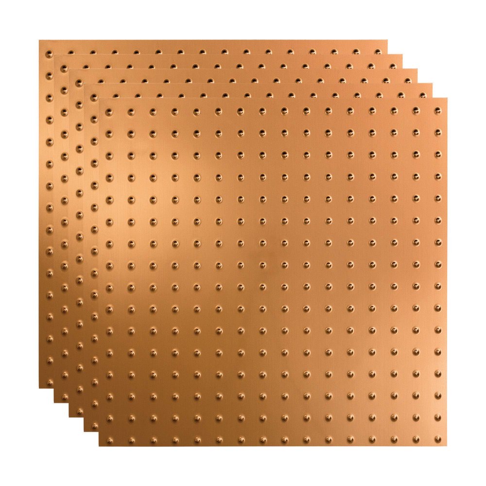 FASDE Minidome Decorative Vinyl 2ft x 2ft Lay in Ceiling Panel in Polished Copper (5 Pack)