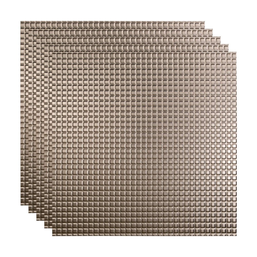 FASDE Square Decorative Vinyl 2ft x 2ft Lay in Ceiling Panel in Brushed Nickel (5 Pack)