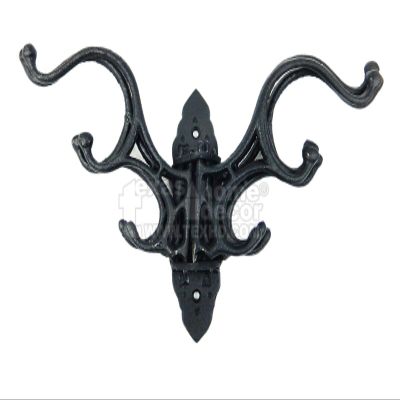 Decor for The Soul Large Swivel Hook 5 Arms Cast Iron Coat Purse Towel Hanger Antique Style Black
