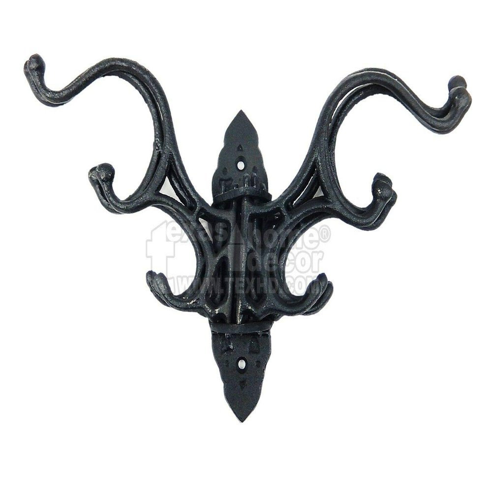 Decor for The Soul Large Swivel Hook 5 Arms Cast Iron Coat Purse Towel Hanger Antique Style Black