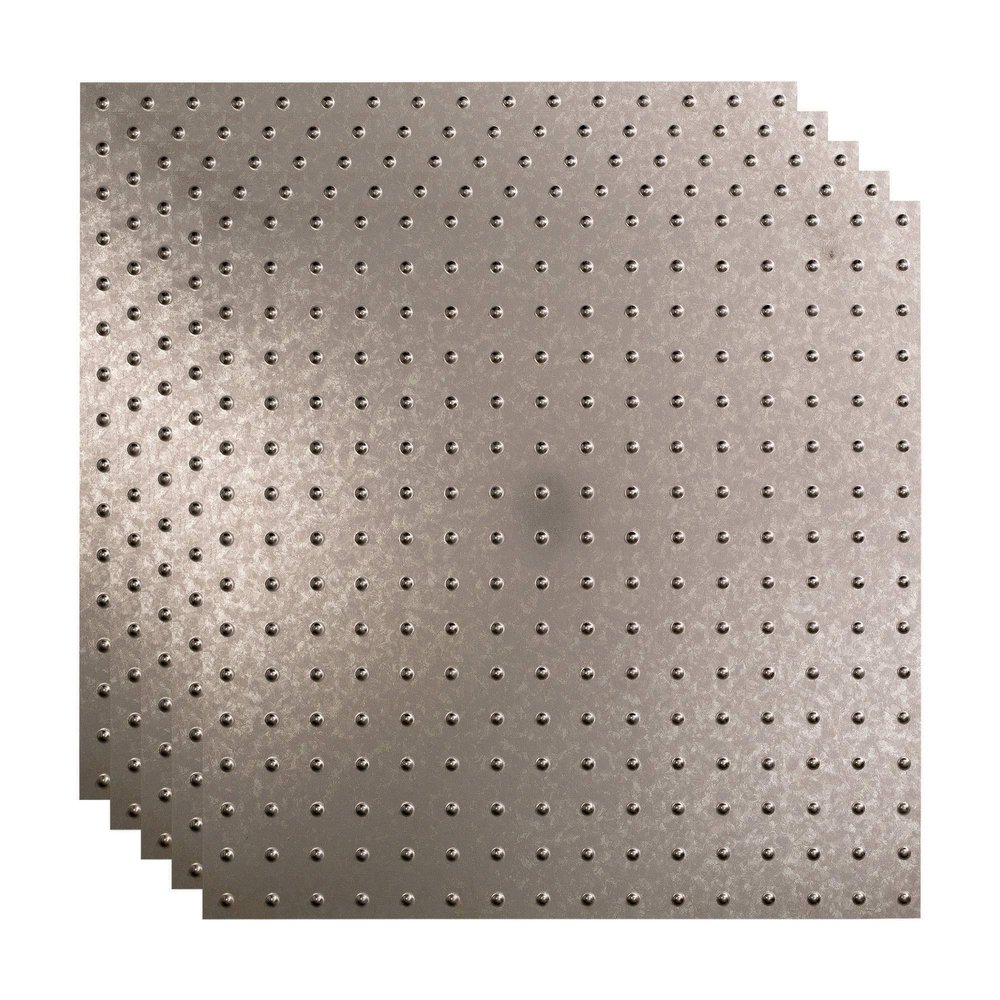FASDE Minidome Decorative Vinyl 2ft x 2ft Lay in Ceiling Panel in Galvanized Steel (5 Pack)