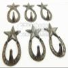 Decor for The Soul 6 Horseshoe Star Cast Iron Key Hooks Coat Rack Towel Hanger Rustic Western 6" view 2