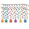 Beistle 90th Hanging Swirl Decorations, Colors May Vary, 1 Pack view 1
