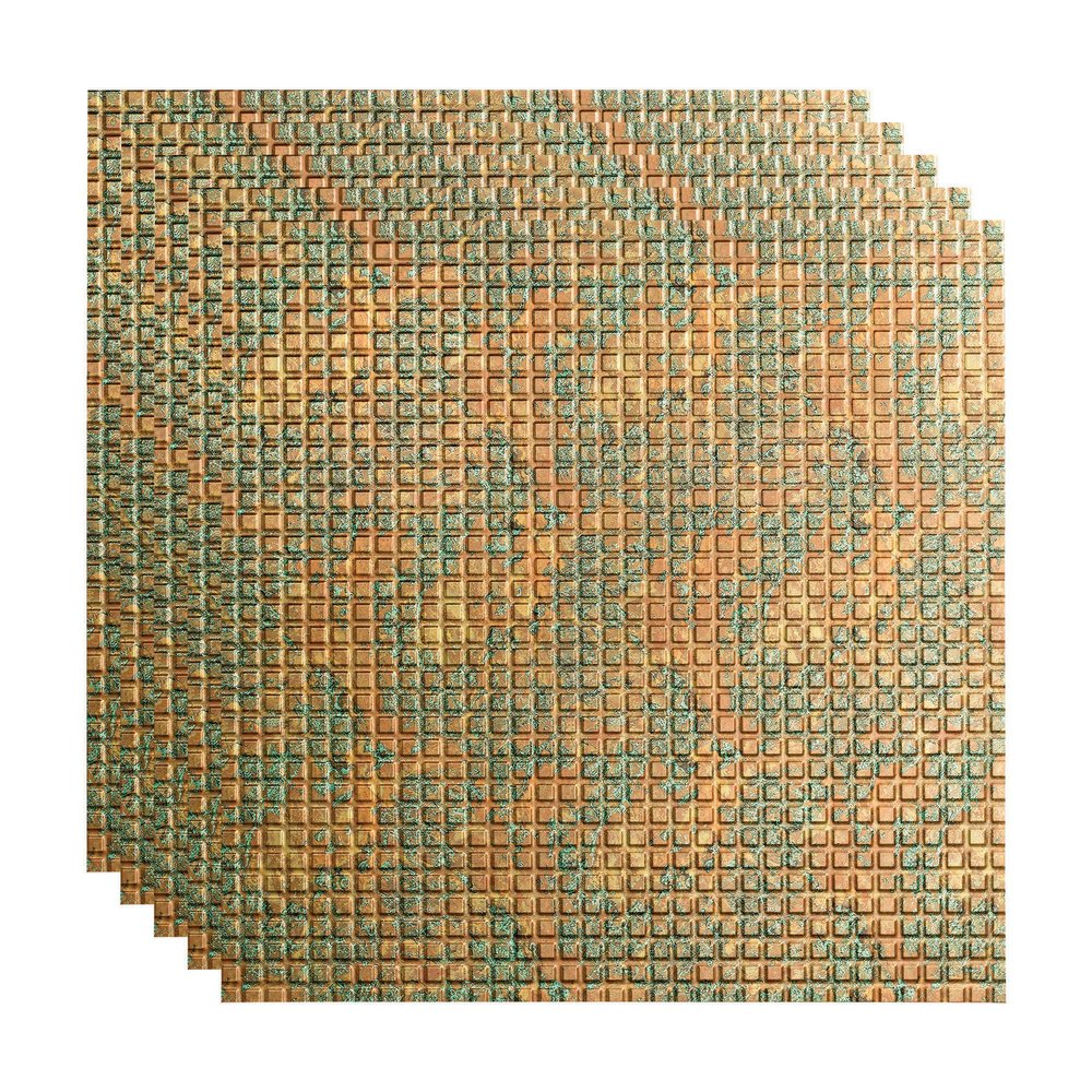FASDE Square Decorative Vinyl 2ft x 2ft Lay in Ceiling Panel in Copper Fantasy (5 Pack)